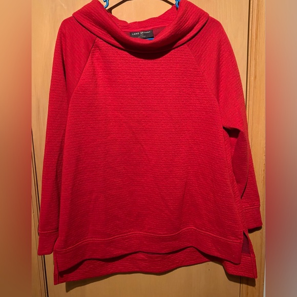 Lane Bryant Relaxed Cowlneck Textured Pullover Top Sweatshirt Red Size 14/16 - Picture 4 of 6